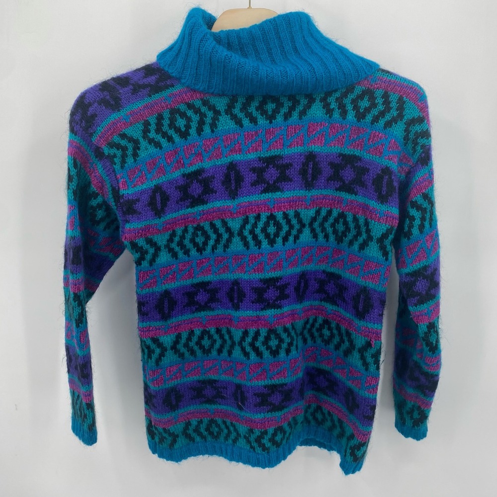 VTG Pappagallo Women's Large‎ Mohair Wool Blend Geometric Knit Sweater Pullover